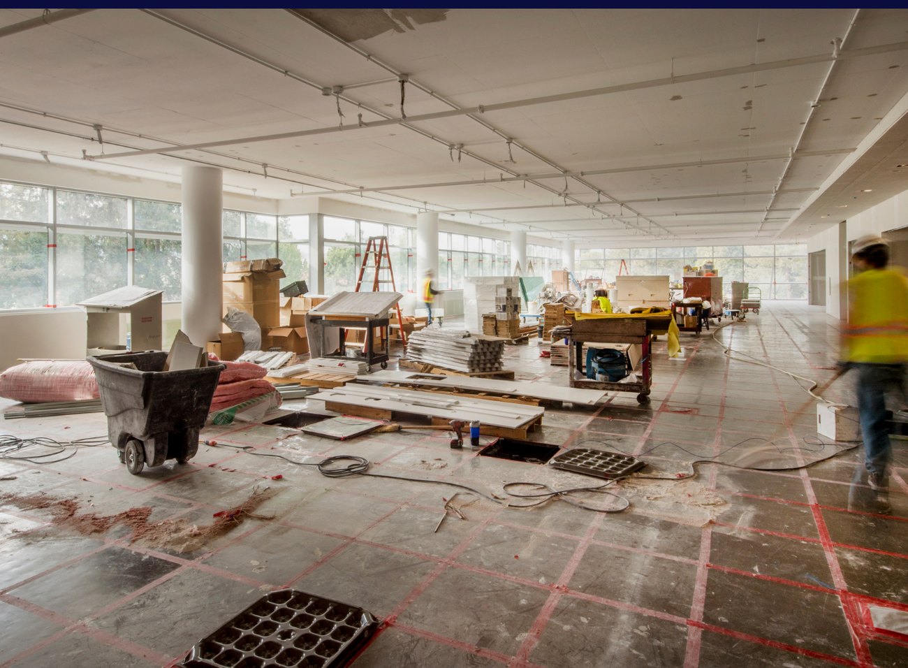 Construction area prepared for cleaning and turnover