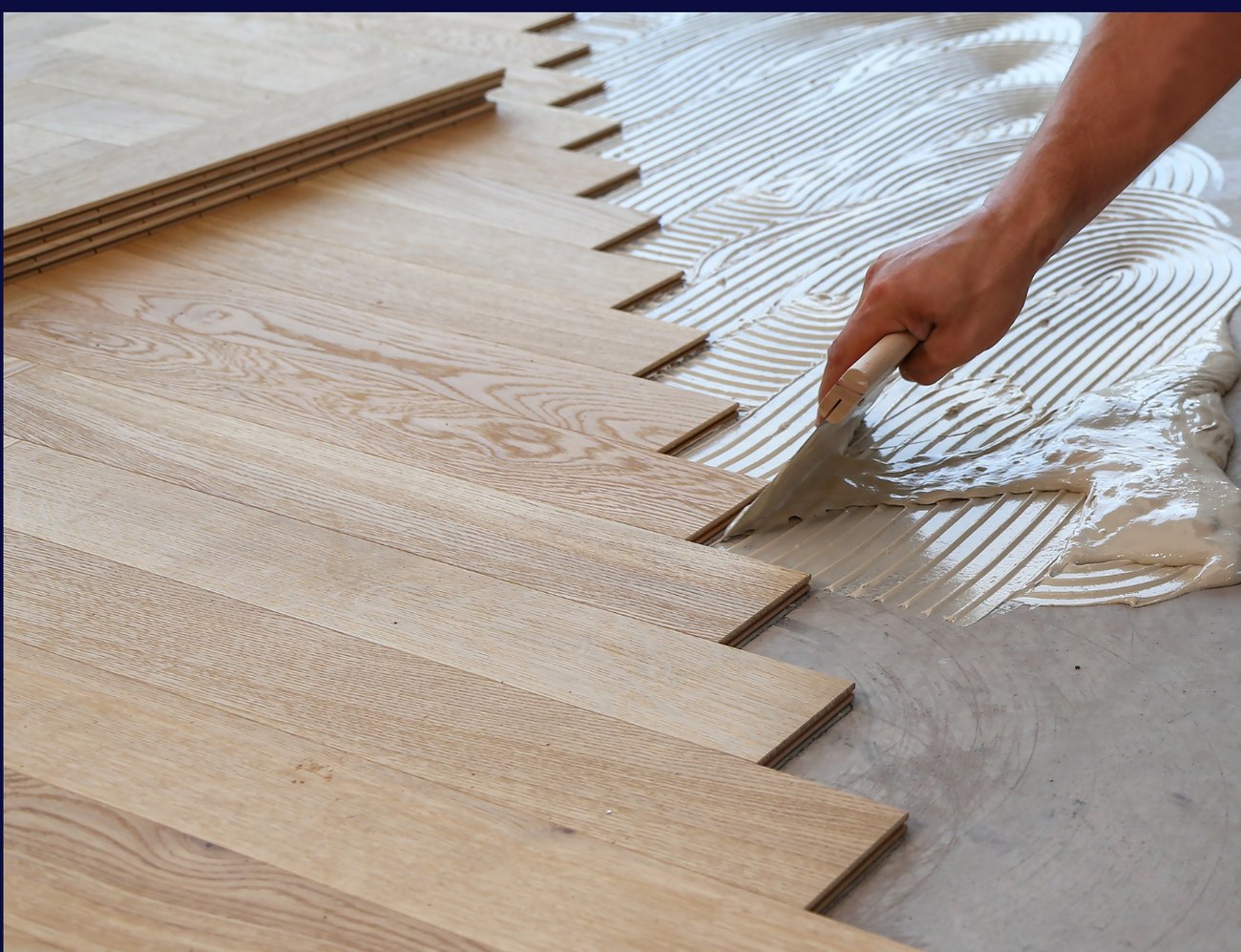 Hardwood flooring installation in progress